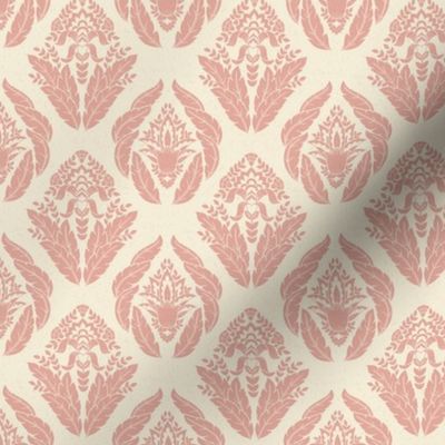 Damask in Ivory and Vintage Rose - Small Version