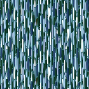 Abstract Lines and Stripes in Blue Mauve Green and White on Teal  - Medium