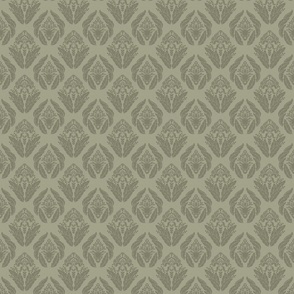 Damask in Sage and Leaf Green - Small Version