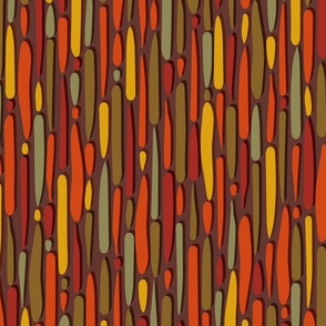 Abstract Lines and Stripes in Red Green Gold and Brown on Burgundy - Large 