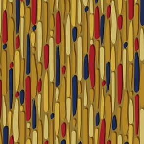 Abstract Lines and Stripes in Gold Yellow Red and Blue on Gold - Large 