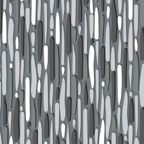 Abstract Lines and Stripes in White Grey and Dark Grey on Grey - Large 