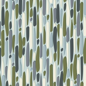 Abstract Lines and Stripes in Cream Grey Green and Dark Grey on Light Teal  - Large 