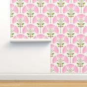 Block Print Flower Bouquet - Pink and Green 2 MEDIUM