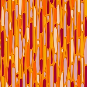 Abstract Lines and Stripes With Texture in Pink Mauve and Burgundy on Orange - Large