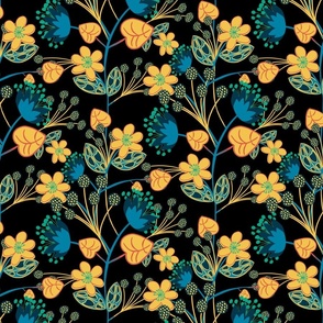 Blue and yellow flowers