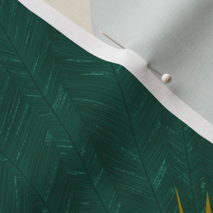 MEDIUM-Elegant geometric feather fan in luxe tones- emerald green & saffron