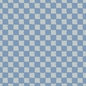C010 - Small scale cool neutral slate blue organic irregular textured checkers in bold retro colors for funky unisex kids and adult apparel, table runners, napkins, kitchen decor, table cloth, quilting, duvet covers and bed sheets