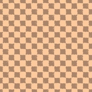 C010 - Small scale gender neutral warm cream and soft taupe beige organic irregular textured checkers in bold retro colors for funky unisex kids and adult apparel, table runners, napkins, kitchen decor, table cloth, quilting, duvet covers and bed sheets