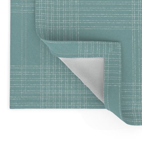 Crossover Plaid Dark: Teal & Cream Linear Plaid