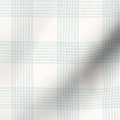 Crossover Plaid small: Cream & Teal Linear Plaid