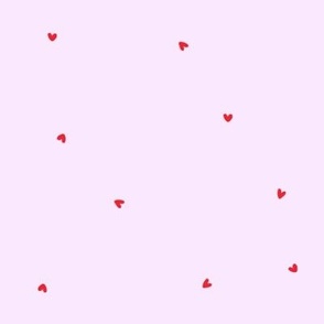 mini micro / tiny Light Dusty Purple Solid with cheerful red tiny hearts