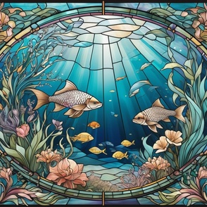Aquatic Stained Glass WallPaper 
