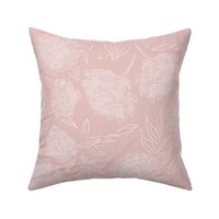 Peony Line Art – Soft White and Pink