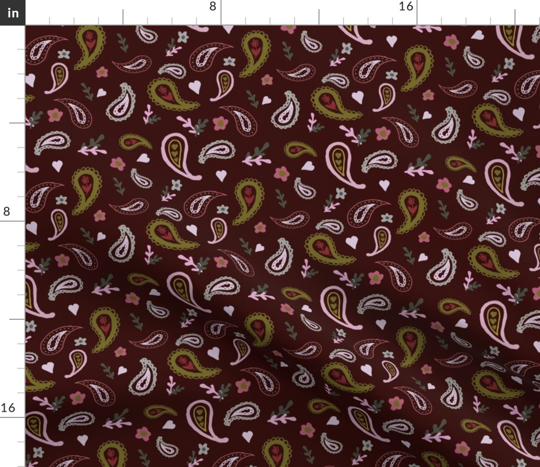 Paisley on Dark Red