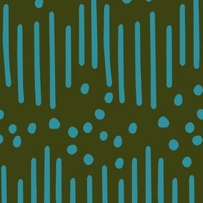 256d - Large scale lines and dots in wave formation bold green and turquoise organic hand drawn minimalist tile  for kids apparel, wallpaper, duvet covers, sheet sets and table cloths.