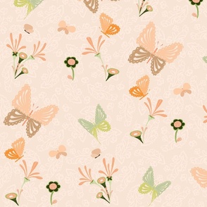 Peach Butterfly Floral