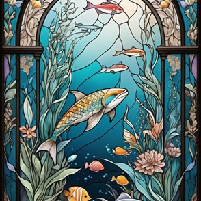 Aquatic Stained Glass Wallpaper 