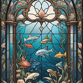 Aquatic Stained Glass Wallpaper 