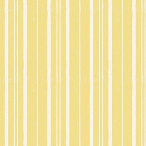 hand painted linen textured french country Stripes, thick and thin stripes,  cream on sunny yellow (M)