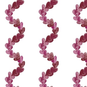 Vertical watercolor wavy heart chain stripes /  plum pink maroon /  cheerful dopamine heart decor