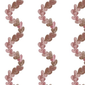 Vertical watercolor wavy heart chain stripes /  muted pink plum  /  cheerful dopamine heart decor