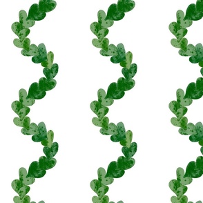 Vertical watercolor wavy heart chain stripes / forest green leaf garland /  cheerful dopamine heart decor / wallpaper border
