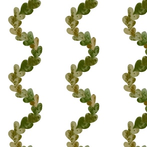 Vertical watercolor wavy heart chain stripes /  army green /  cheerful dopamine heart decor