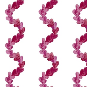 Vertical watercolor wavy heart chain stripes /  fuchsia pink /  cheerful dopamine heart decor / wallpaper edging boarder
