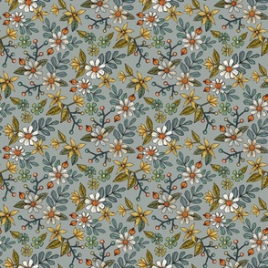 small rustic floral on grey