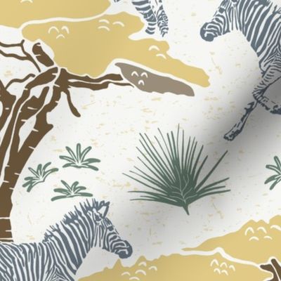 Golden Savannah Zebras - Exquisite Wildlife Tapestry in Sunlit Hues