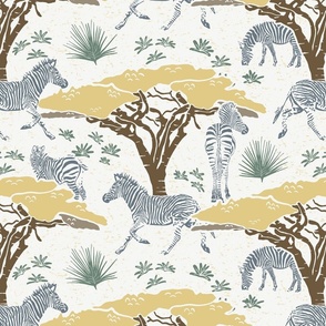 Golden Savannah Zebras - Exquisite Wildlife Tapestry in Sunlit Hues