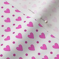 Rose Pink Hearts and Dots on white (#Ff66cc, ex41ab)
