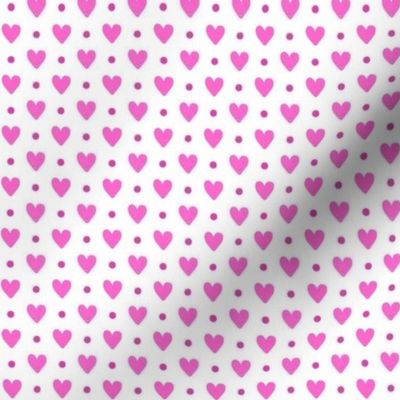 Rose Pink Hearts and Dots on white (#Ff66cc, ex41ab)