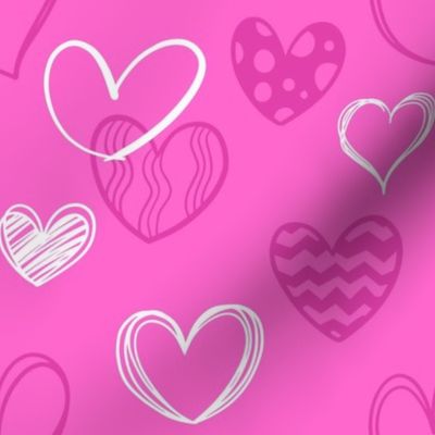 Rose Pink Doodle Hearts (#Ff66cc, #ex41ab)
