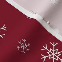 Cranberry red   Christmas snow crystals 