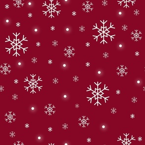 Cranberry red   Christmas snow crystals 