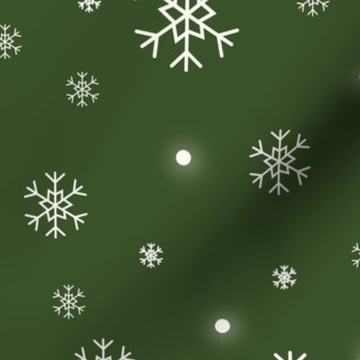 Evergreen Christmas snow crystals 