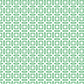 Seamless beautiful tile pattern with green circles and squares on white background