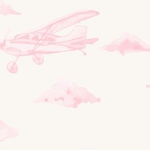 Planes, Pink. Watercolor Planes, Vintage Planes, Pink Planes, Girl Planes, Aeronautical, Jet, Clouds, Aviation, Flying