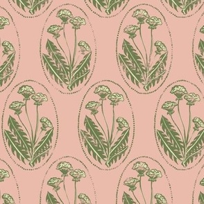 dandelion Indian block print  style in pink and green
