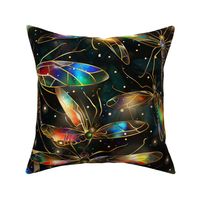 Stained Glass Incredible Rainbow Magic Fantasy Fireflies Illuminated Night Sky