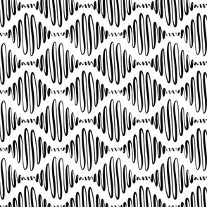 Squiggle line diamond waves - black and white (medium)