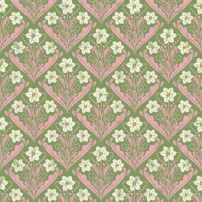 Vintage Forget-me-Not Flowers 'Marilyn' | Cream and Pink on Green | 12