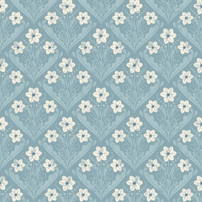 Vintage Forget-me-Not Flowers 'Marilyn' | Light Blue and Cream on Stone Blue | 12