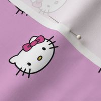 Cute Kawaii kitty face with bow on pink-4x4