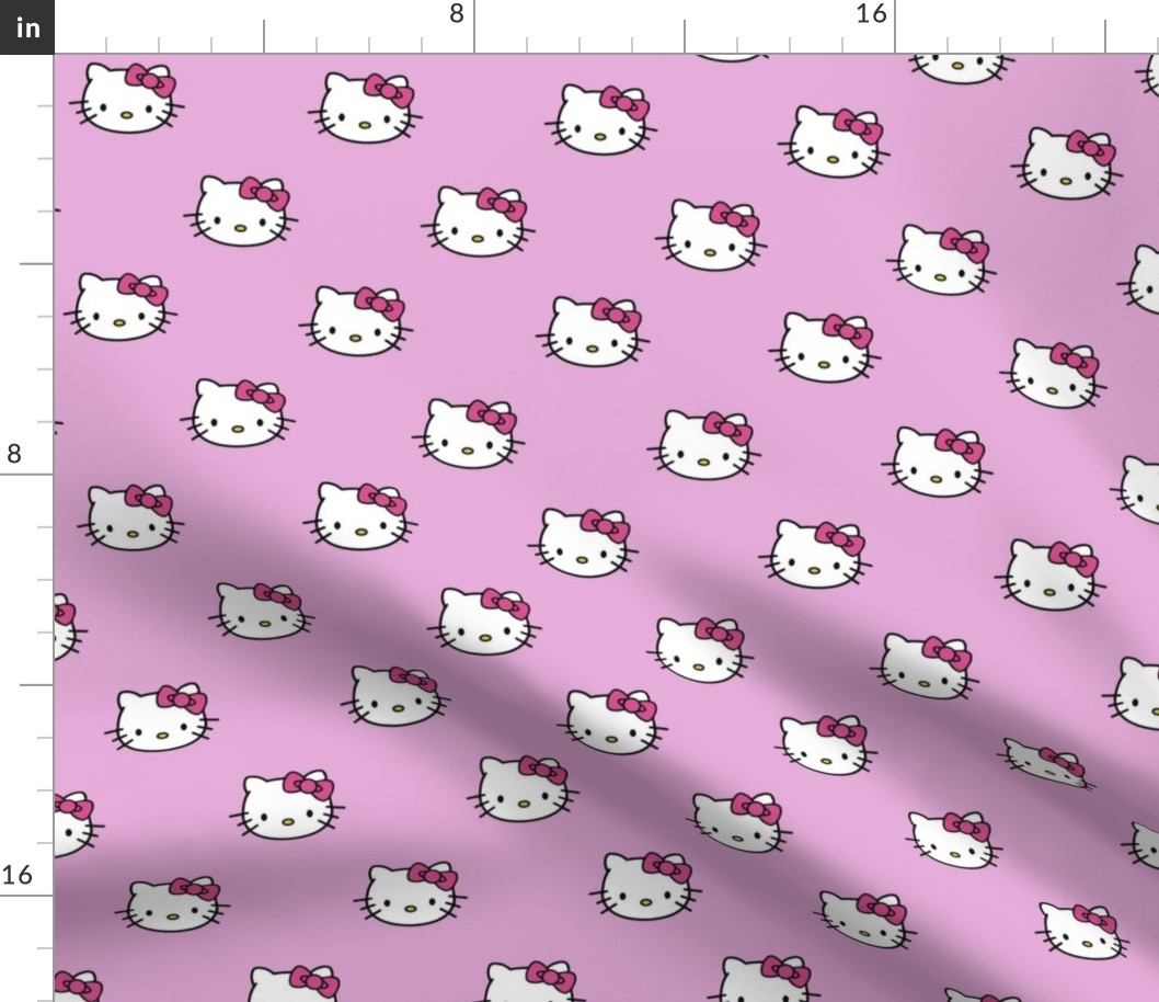 Cute Kawaii kitty face with bow on pink-4x4