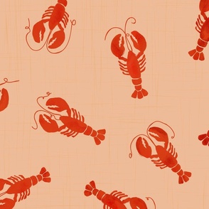 Classic Red Lobsters On Peach - large scale