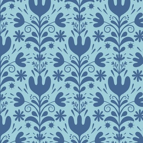 Nordic bold floral -  blue on blue