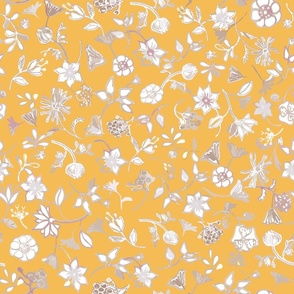 drawn_flowers_doodle_yellow_seamless_stock